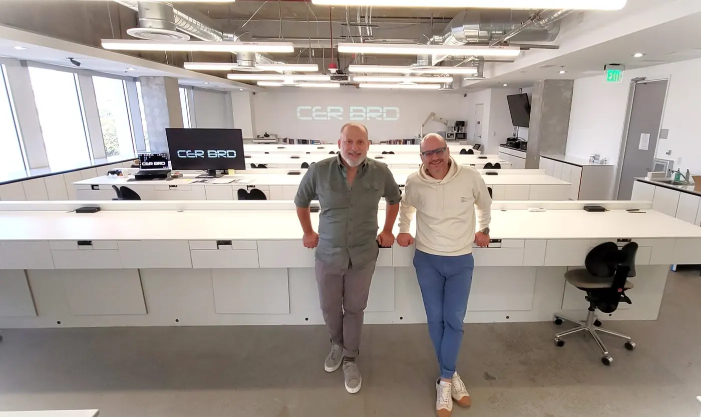 Sam Alawie, MDT and Dr. Pascal Magne in the Magne Education center, Beverly Hills