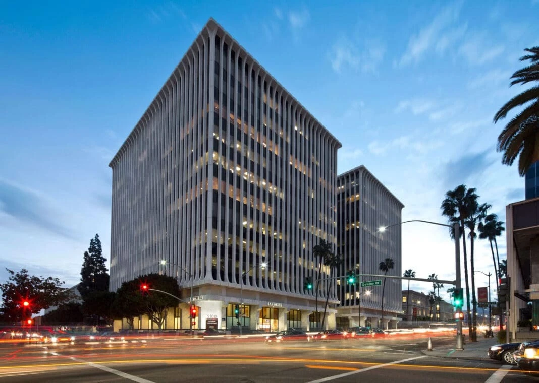 The Magne Education center building at dusk, Beverly Hills